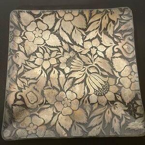 Vintage square dish with a floral print